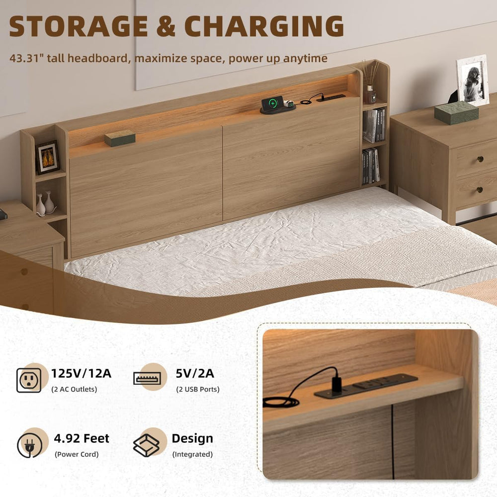 Modern Wooden King Headboard Only with Storage