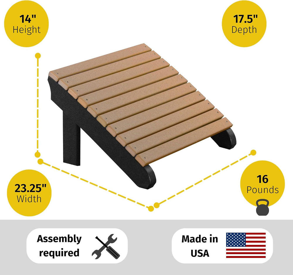 Deluxe Adirondack Footrest - Poly - Lime Green & Black