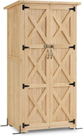 Macrout Outdoor Storage Cabinet, Wooden Storage Shed with Lock, Outside Garden Tool Shed with 2 Doors for Patio Yard Lawn, 1628 (Medium)