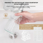 Glass Soap Dispenser - Dish Hand Soap Dispenser Set for Kitchen, Bathroom Soap Lotion Dispenser with 304 Rust Proof Pump, Tray, Clear Bottle/Silver Pump