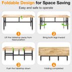 72” Folding Workbench, 3000 LBS Capacity Heavy Duty Workbench, Height Adjustable Foldable Work Table, Rubberwood Collapsible Desk for Workshop, Garage, Office, Home