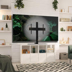Kanto TTS140 Tabletop TV Stand for 40" to 90" TVs | Supports up to 125 lb | Height Adjustable | Swivels up to 32° | Tilts -5° | Black