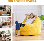 Giant Bean Bag Chair with Armrests - Oversized Cozy Seating for Adults, Corduroy Fabric & High - Density Foam Filling, Ideal Lounge for Living Room, Bedroom & Gaming Room (Corn Yellow)