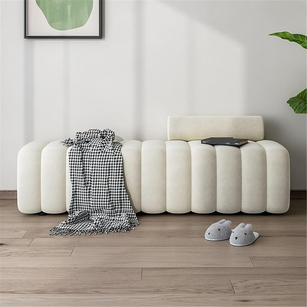Modern Long Bench with Backrest for Changing Shoes Bedroom Bed end Walk-in Cl...
