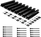 Heavy Duty Garage Ceiling Storage Rack System, Overhead Bin Slide Track Rails for 7 Bins (8 Pack), Adjustable Tote Hanger, 176 Lbs Capacity Steel