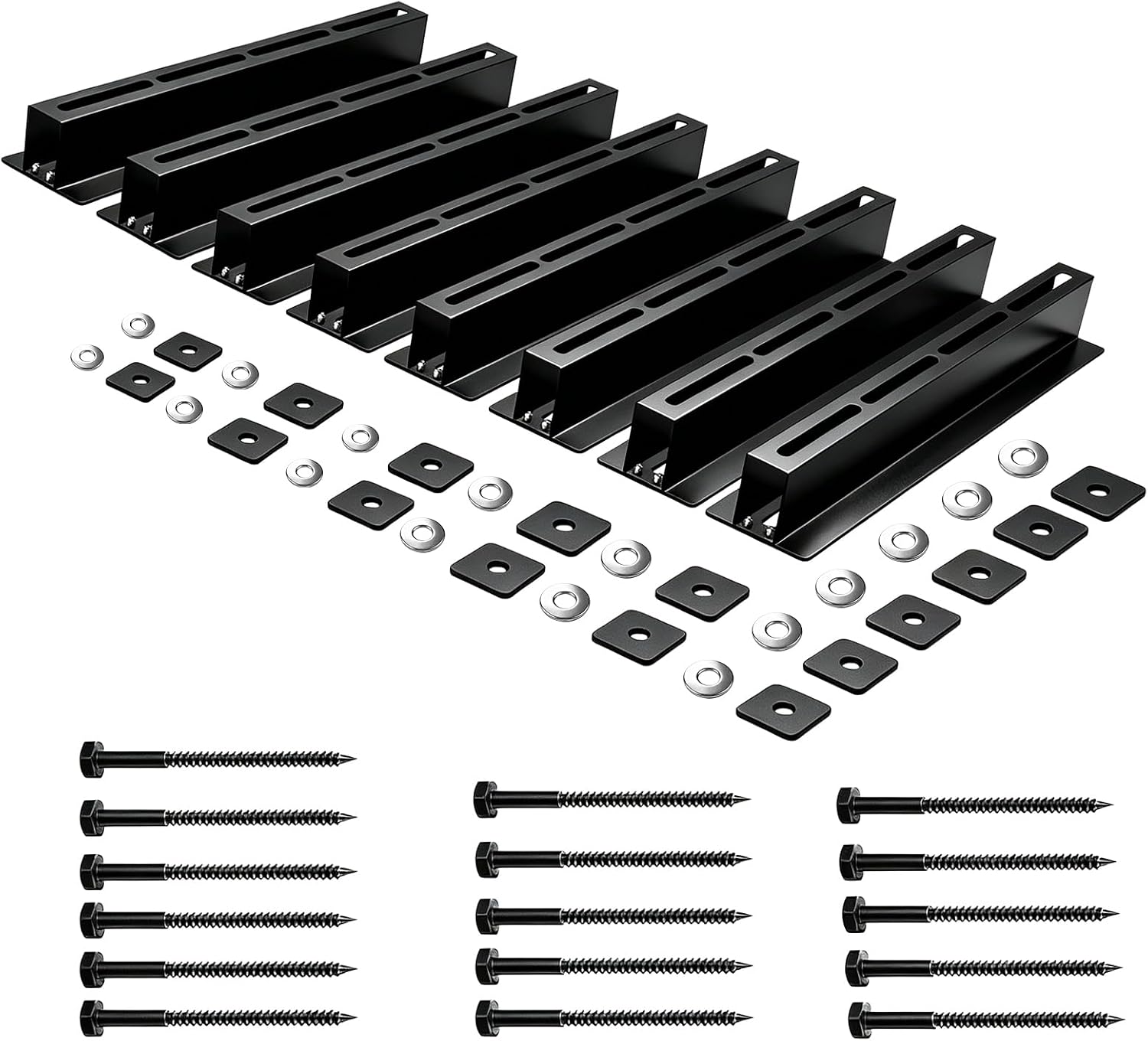 Heavy Duty Garage Ceiling Storage Rack System, Overhead Bin Slide Track Rails for 7 Bins (8 Pack), Adjustable Tote Hanger, 176 Lbs Capacity Steel