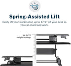 Vari - VariDesk Essential 30 - Two-Tier Standing Desk Converter for Home Office - Adjustable Sit Stand Desk with 11 Height Settings - Standing Desk Riser for Monitor & Accessories - 30" Wide, Black
