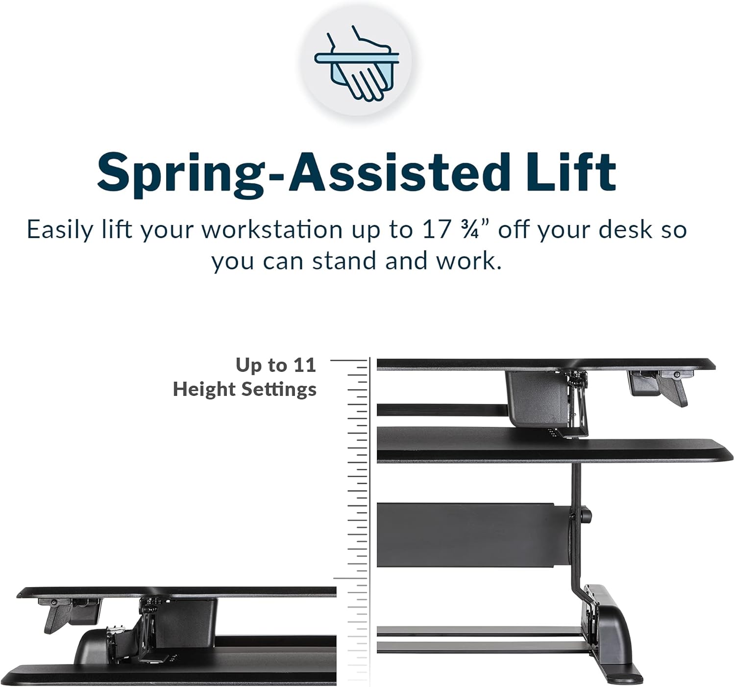Vari - VariDesk Essential 30 - Two-Tier Standing Desk Converter for Home Office - Adjustable Sit Stand Desk with 11 Height Settings - Standing Desk Riser for Monitor & Accessories - 30" Wide, Black