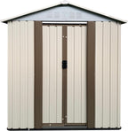 Ball & Cast 5x3 FT Outdoor Storage Shed, Metal Sheds with Punched Vents and Sliding Door, Waterproof Garden Tool Shed with Aluminum Frames and Sloped Roof for Backyard Patio,Cream White