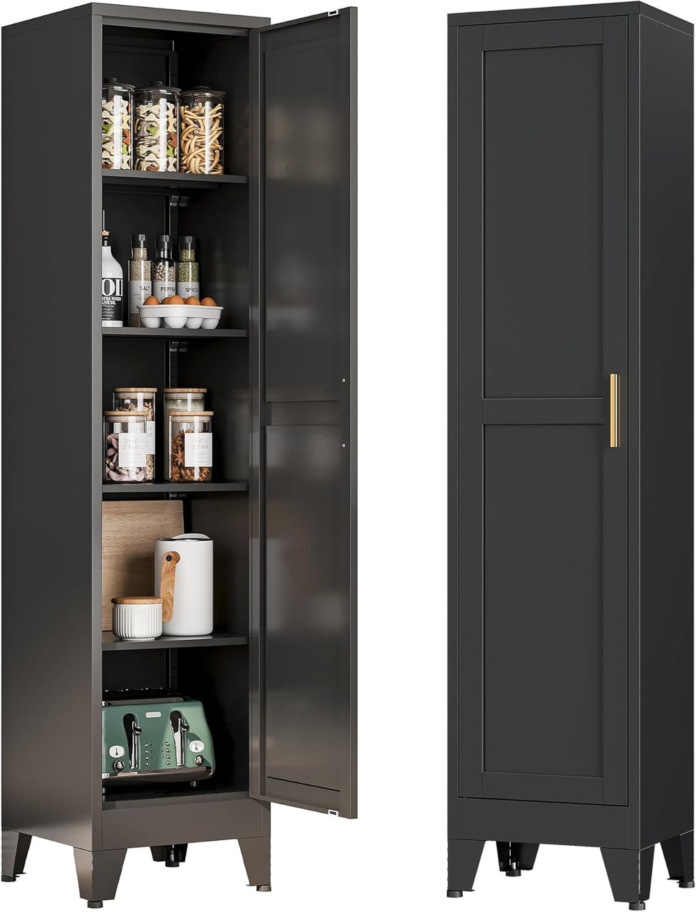 Bevivog Tall Narrow Storage Cabinet, 67" Single Door Metal Storage Locke...