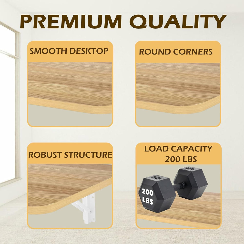 Laundry Folding Table, 40'' x 20'' Wooden Wall Mount Desk, La...