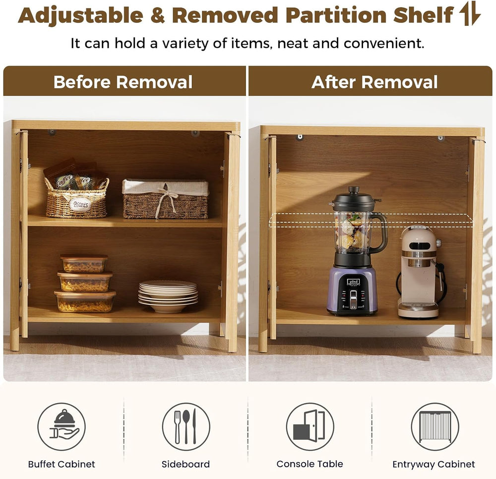 HOMMPA 31.5'' Sideboard Buffet Cabinet with Storage Fluted Sideboard ...