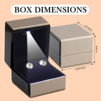 Novel Box Square Shaped Gold Earring Box With LED Light 2.25X2X2.5 Inches - Jewelry Earrings Case Best for Jewelry Displays - Gift Box for Mother's Day, Engagement, Anniversary & more Happy Occasions