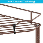 4 Tier Floor Standing Corner Shower Caddy Organizer Shelf with Hooks, Bathroom Shelves Stand Rack, Coffee