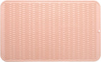 Silicone Dish Drying Mat for Multiple Usage,Easy clean,Eco-friendly,Heat-resistant Silicone Mat for Kitchen Counter or Sink,Refrigerator or Drawer Liner Pink 3XL 28 inches x 18 inches