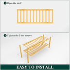 Smiry Shoe Rack, 2 Tier Bamboo Shoe Organizer, Stackable Free Standing Wooden Shoe Storage Shelf for Closet, Entryway, Front Door Entrance, Natural