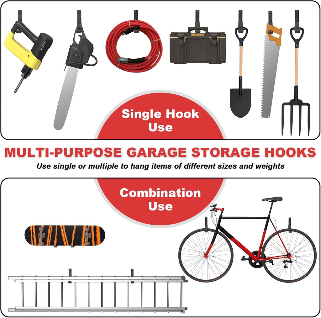 Heavy Duty Garage Hooks, 4 Inch Ladder Hooks for Garage Wall Ladder Hangers Wall Mount Wall Hooks for Hanging Ladders,Ropes, Hoses, Garden Tools(4 Pack)