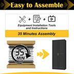 SteeLoong Kitchen Pantry Cabinet,71”Black Metal Pantry Storage Cabinet with Doors and 4 Adjustable Shelves,Kitchen Cabinet with 2 Gold Handles,Tall Cabinet for Livingroom,Pantry, Bathroom
