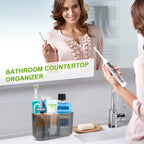 Black Bathroom Accessories - 5 Slots Toothbrush Holders for Bathrooms Sink Organizer Countertop Kids Bathroom Storage Caddy Decor