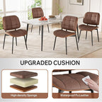 Dining Chairs Set of 4, Mid Century Modern Dining Room Chair, Upholstered Faux Leather Kitchen Chairs with Thick Cushion and Walnut Bentwood Back for Kitchen Dining Room, Coffee