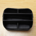 PU Leather Remote Control Holder,360 Degree Spinning Desk TV Remote Caddy,Desk Organizers and Accessories,for Controller,Media,Mail,Calculator,Mobile Phone,Pen Storage Holder(Black)