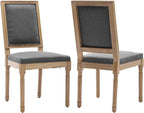French Country Dining Chairs Set of 2, Gray Kitchen & Dining Room Chairs Set of 2, Linen Upholstered Dining Chairs, Wood Legs, High Back, Sillas De Comedor (Fabric, Grey, 2Pcs)