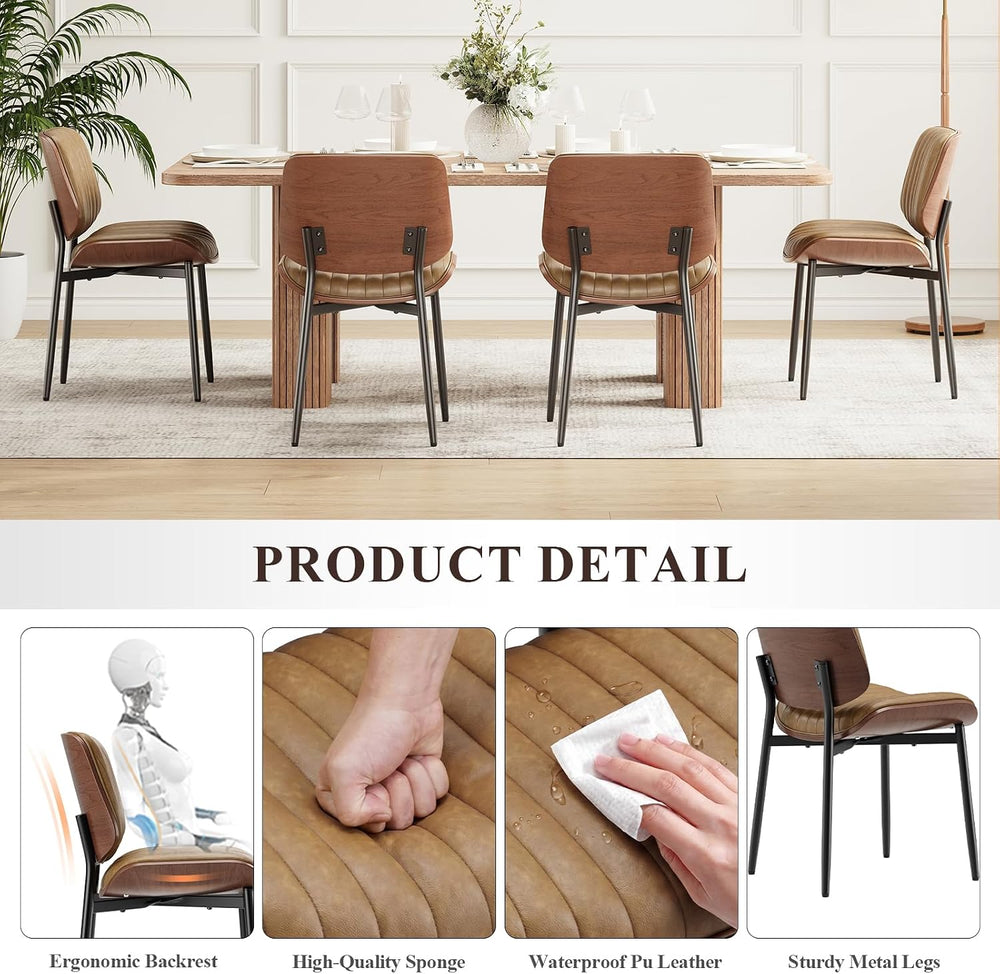 MALOL Leather Dining Chairs Set of 6, Modern Upholstered Dining Room Kitchen ...