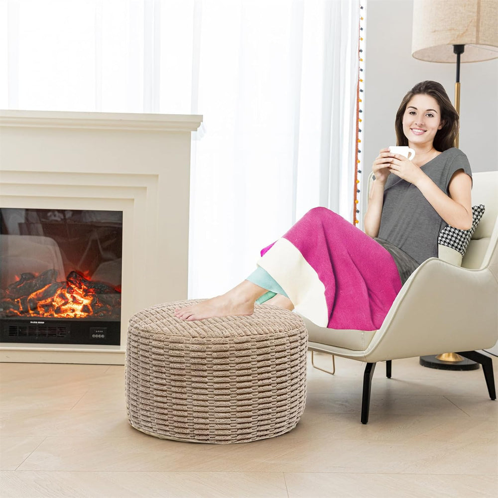 Asuprui Pouf Ottoman Round Foam Filled Foot Rest Stool Floor Pouf Footrest | ...