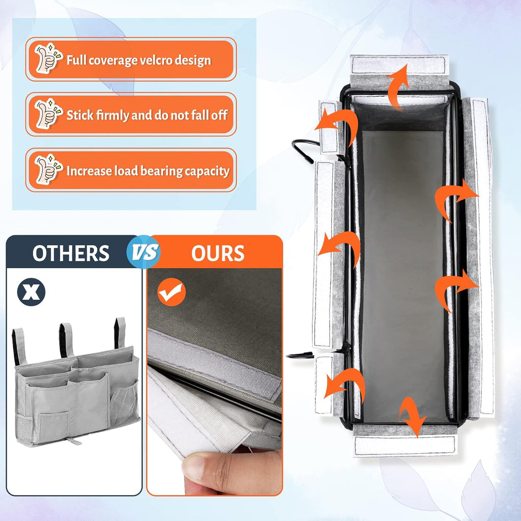Loghot Bedside Caddy/Bedside Storage Bag Hanging Organizer for Bunk and Hospital Beds,Dorm Rooms Bed Rails,Can be Placed Glasses,Books,Mobile Phones,Keys (New Black-1)