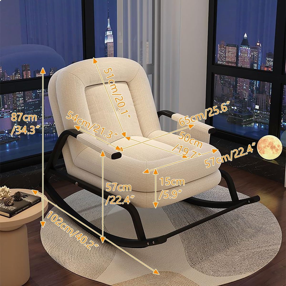 Oversized Rocking Chair with Cushion, Modern Accent Rocking Chair with Armres...