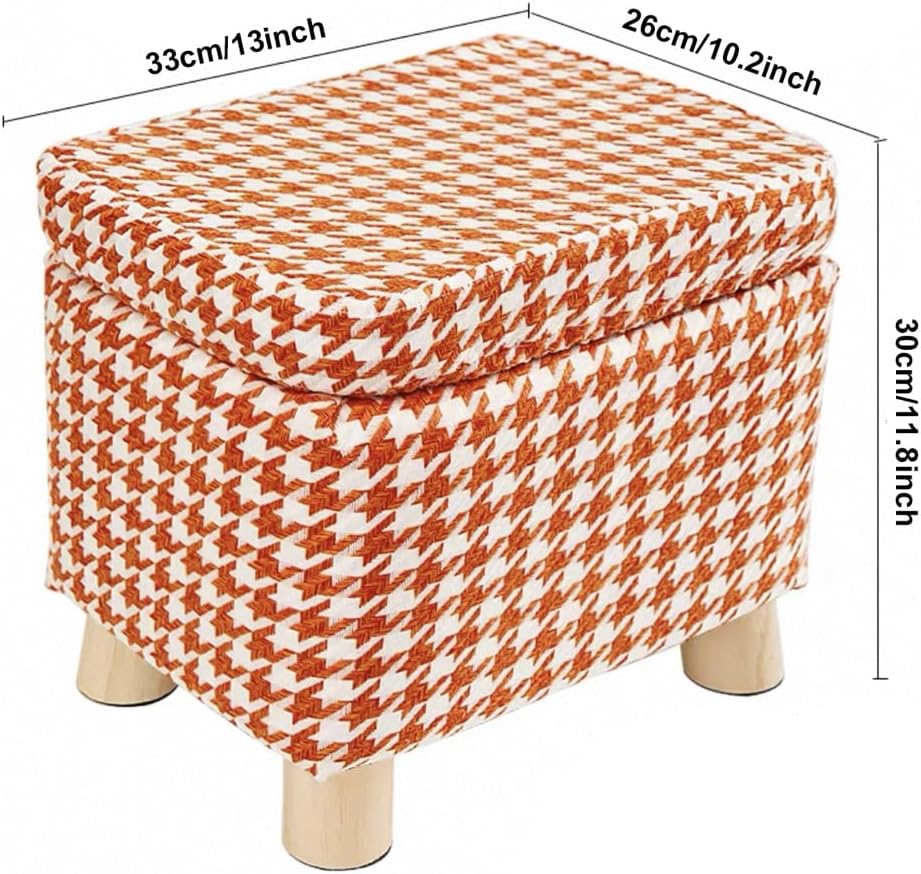 Storage Ottoman with Linen Removable Cover,Square Foot Rest Stool Hinged Lid ...
