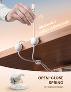 Lamicall Cord Organizer, Spring Cable Management Clips - 6Pack Compact Desk Cable Holder Clips, Nightstand Phone Charging Cord Holder, Halloween Adhesive Wire Organizer, Office Accessory, White