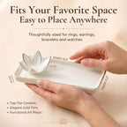 Mystic Touch Ceramic Jewelry Dish with Flower Ring Holder [Golden Trim]