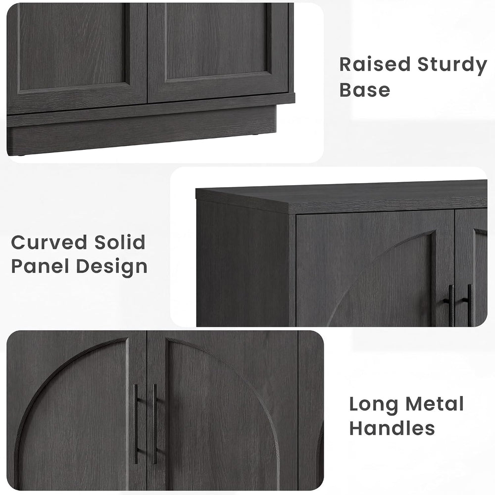 Fatmok 59" Buffet Cabinet with Arched Doors, Sideboard Storage Cabinet w...
