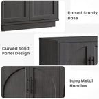 Fatmok 59" Buffet Cabinet with Arched Doors, Sideboard Storage Cabinet with Adjustable Shelves for Kitchen, Living Room, Black Grey