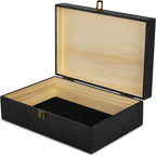 makerflo XL Black Pine Wood Memory Box with Black Felt Inside, Hinged with Clasp, Keepsake Wooden Box Ideal for Craft and Personalization (Laser Engraving, Epoxy, UV DTF, and Vinyl) – Pack of 1