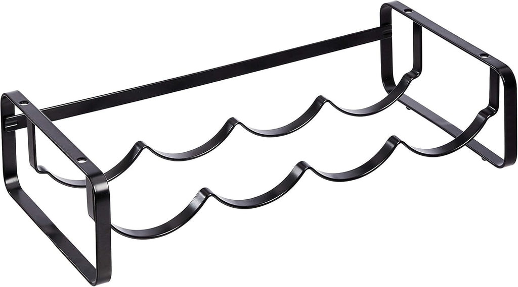 Amazon Basics Tabletop Stackable 4-Bottle Metal Wine Rack, 3.74"D x 15.75"W x 7.87"H, Black