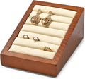 Oirlv Solid Wood Ring Tray Display Stand Slotted Jewelry Ring Showcase Display Jewelry Organizer for Trade Showcase(Creamy-white)