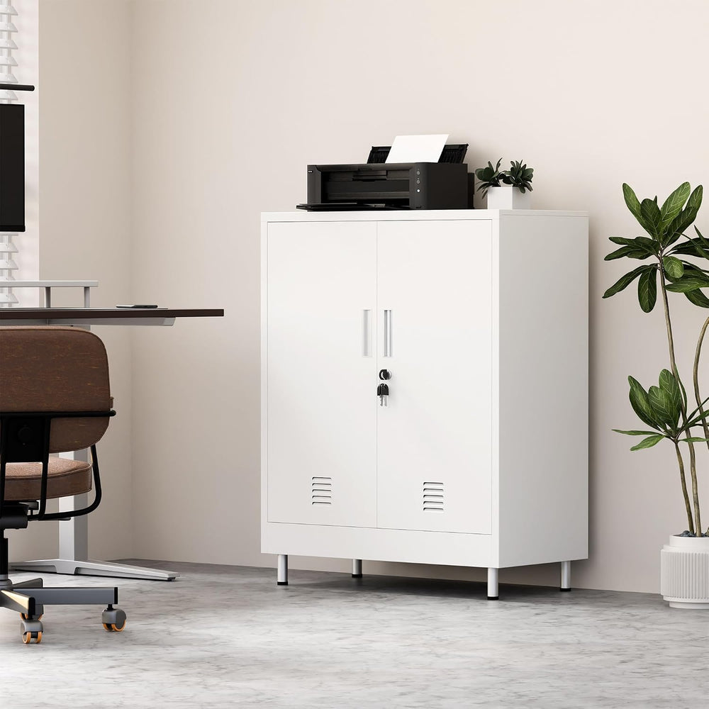 JINGUR Metal Storage Cabinet with Locking Doors and 2 Adjustable Shelves, Loc...