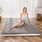 MAXYOYO Futon Mattress, Padded Japanese Floor Mattress Quilted Bed Mattress Topper, Extra Thick Folding Sleeping Pad Breathable Floor Lounger Guest Bed for Camping Couch, Dark Grey, Full