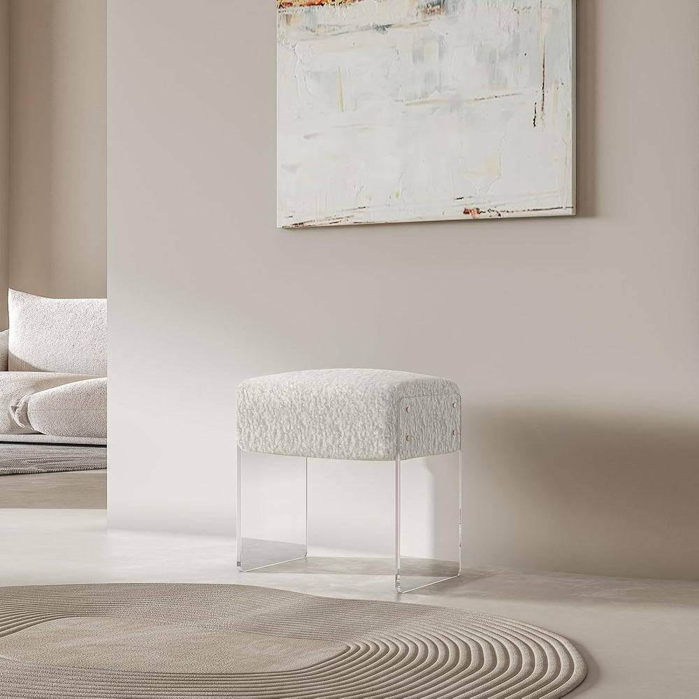 Vanity Stool Chair and Pouf Ottoman-Modern Multifunctional Vanity Stool and F...