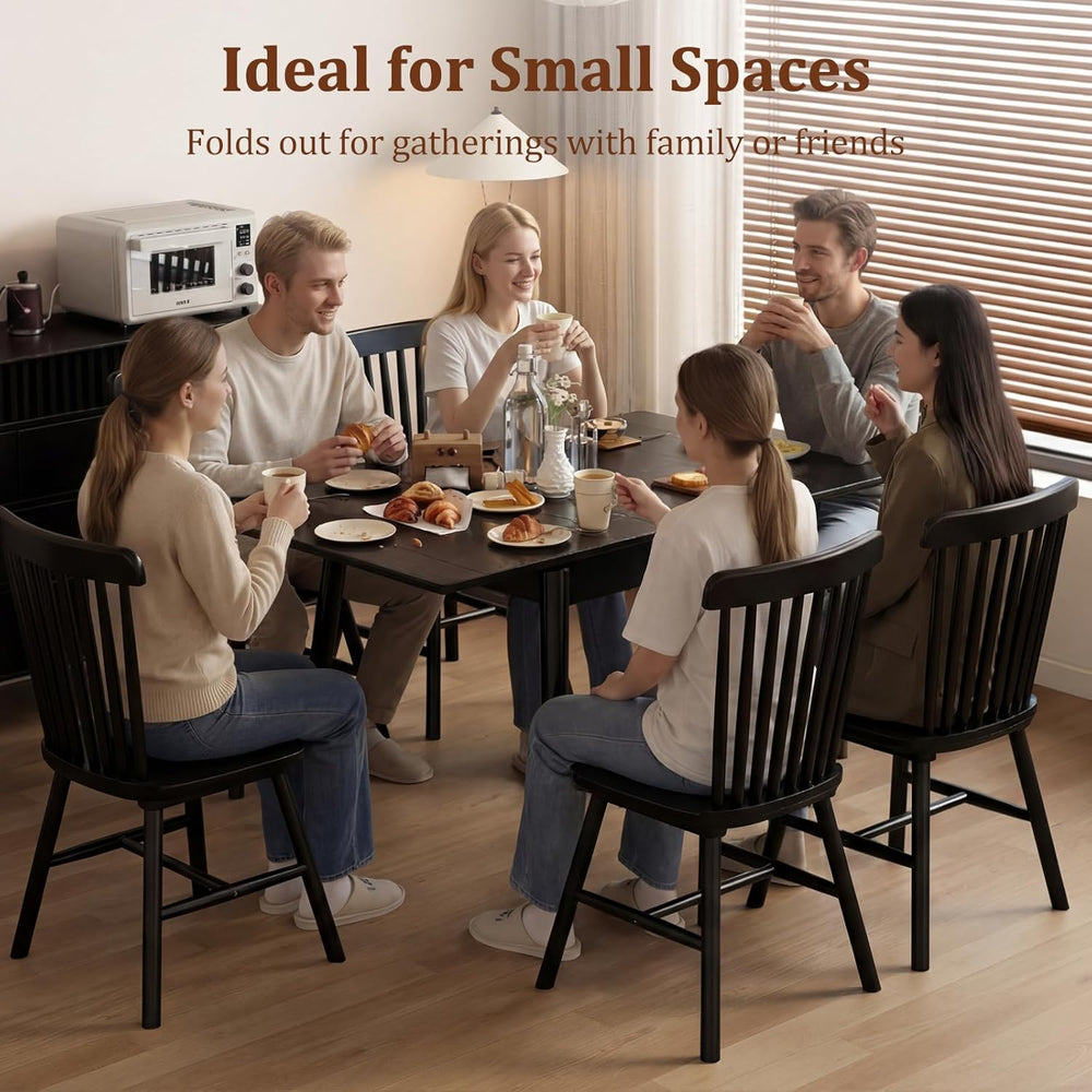 Solid Wood Small Dining Table, 23.6"L-47.2"L Expandable Kitchen Tab...