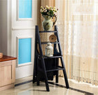 Wooden Folding Library Ladder Chair,2 in 1 Lightweight Portable Multifunctional Step Stool, 4-Step Stool Dual Purpose Stepladders, Display Stand and Flower Stand for Home