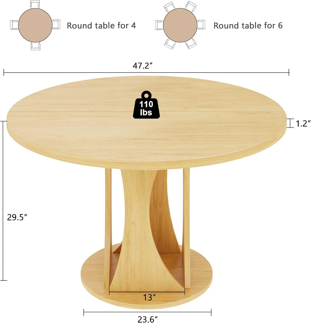 iPormis Round Dining Table, 47'' Kitchen Table for 4-6, Dining Room D...