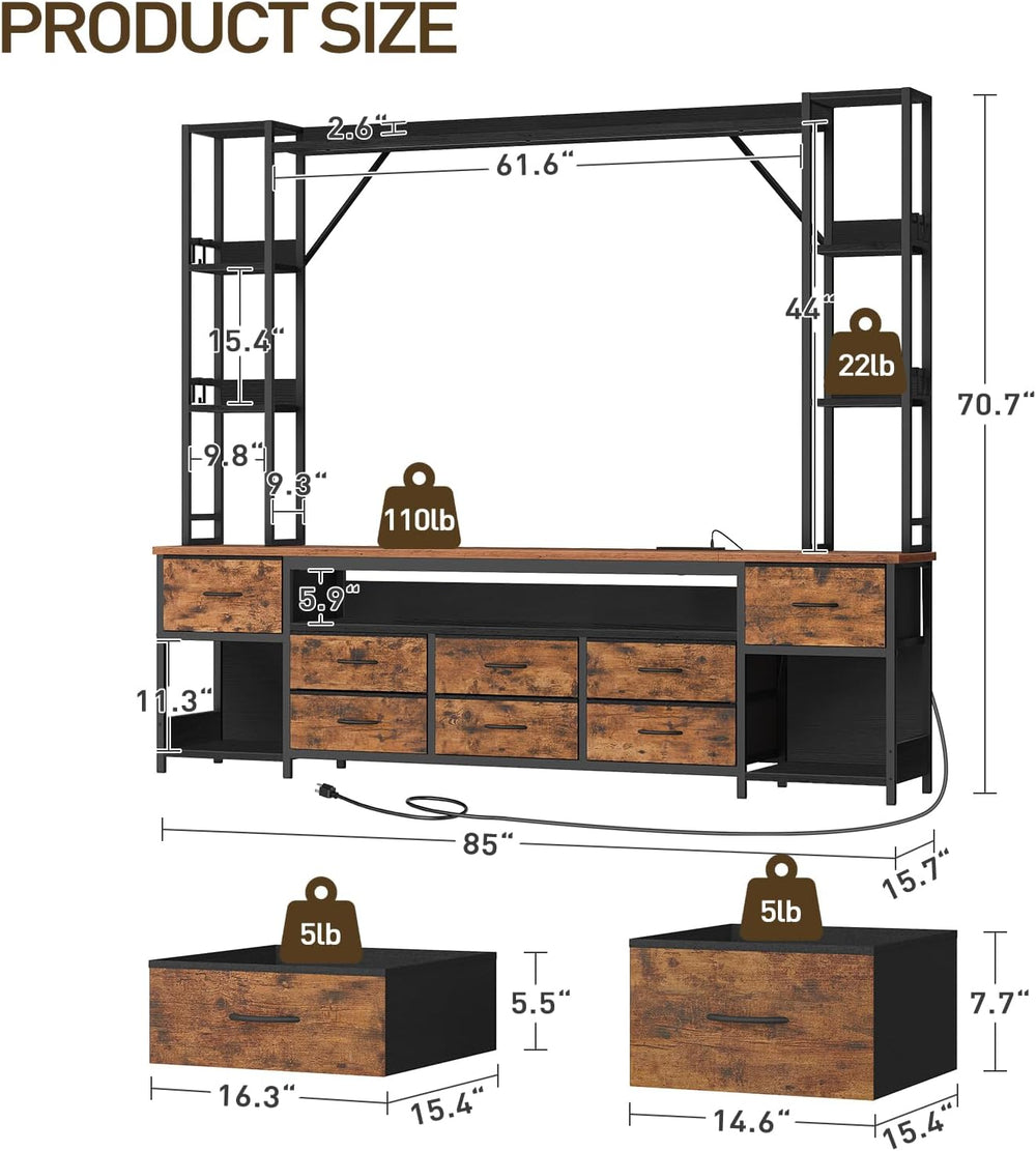 RALGEND Large Entertainment Center for TVs up to 65", Wall Unit TV Stand...