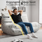 Bean Bag Chairs for Adults, BeanBag Reading Chair Memory Foam Couch, Floor Chair Soft Teddy Material, Comfy Reading Nook Chairs for Bedroom Living Room Office(White)