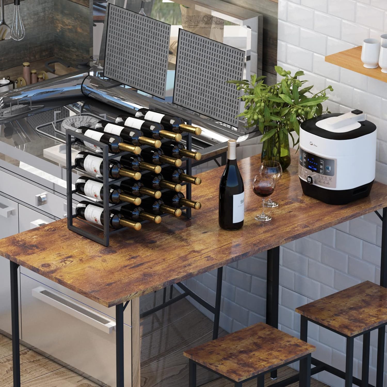 IBUYKE Metal Wine Racks Countertop,16 Bottles Wine Bottle Holder,TMJ903H | 4 Tiers Wine Rack Wine Rack Freestanding Wine Storage Cabinet for Home Kitchen Pantry Wine Cellar Bar