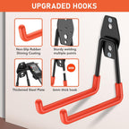 Garage Hooks with Anti-Slip Coating,Heavy Duty Wall Mount Storage Hooks for Hanging Bike,Hose,Ladder,Yard,Garden Tools (4 Pack Orange 5.2x5.1 Inch)