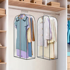 LANDNEOO 2 Pack Clear Garment Bags for Hanging Clothes with Zippers on Double Sides - 10'' Clothes Storage for Coat, Dress, and Fur in Closet - 40'' Long Suit Bags