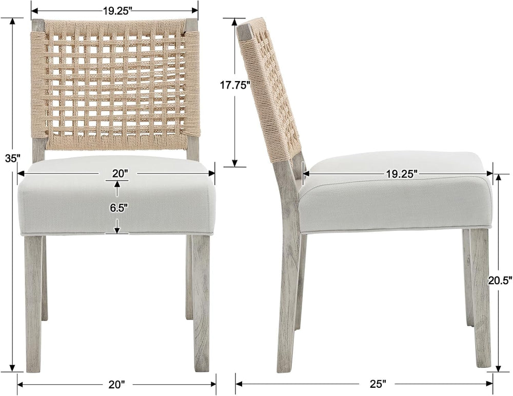 Farmhouse Dining Chairs Set of 4, Upholstered Kitchen Room Chairs with Rattan...